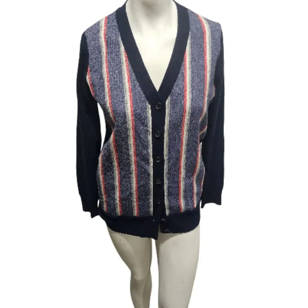 J Crew Woven Front Cardigan Womens Sz Small Wool Cashmere‎ Blend Retro Preppy